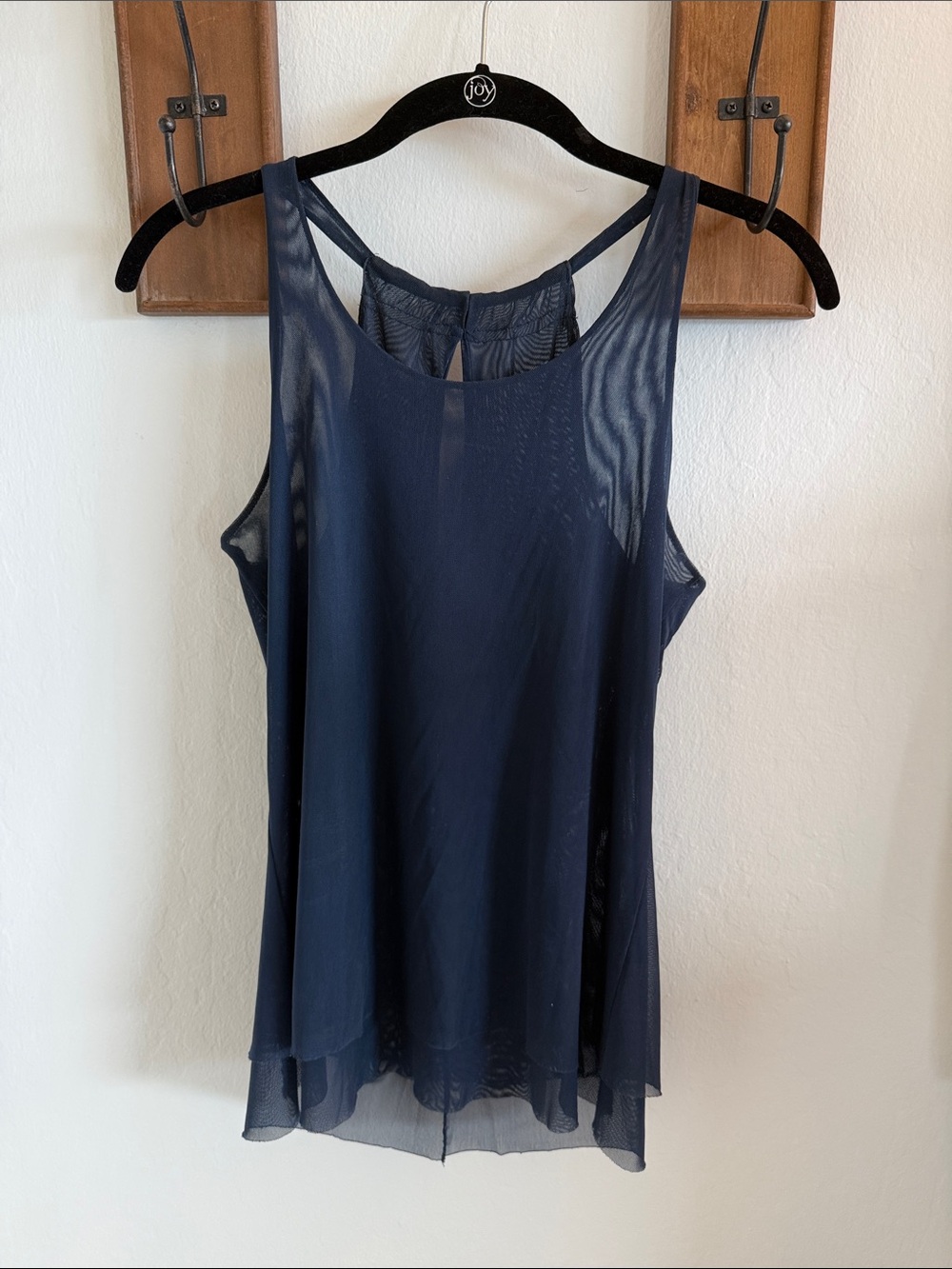 oiselle Navy Sheer Tank with Strappy Back Detail